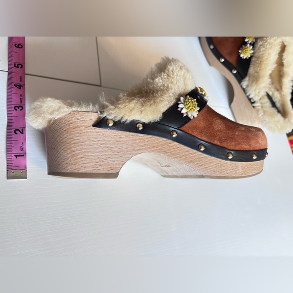 Fabrizio Viti Brown Daisy 60 Shearling Clogs Size 37/7 - Picture 11 of 14
